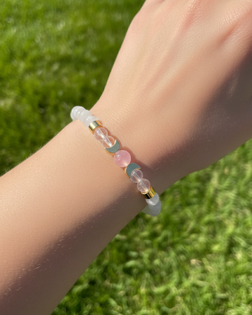 Madagascar Rose Quartz - Moonstone Beaded Bracelet