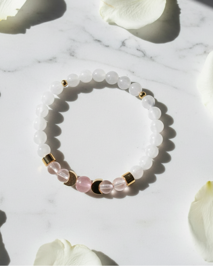 Madagascar Rose Quartz - Moonstone Beaded Bracelet