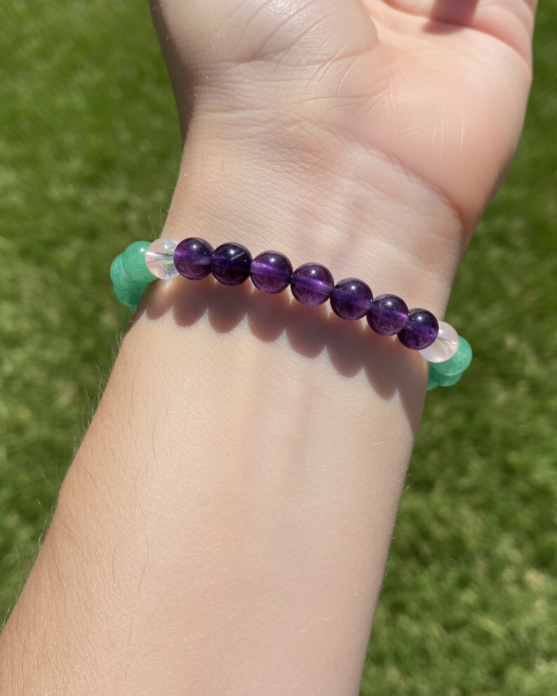 Rose Quartz - Amethyst - Green Aventurine - Clear Quartz Bead Bracelet