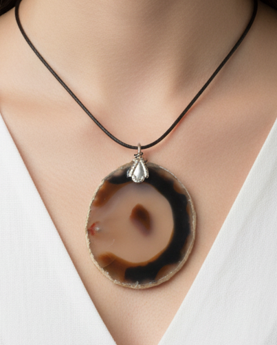 Vintage Scottish Brown Agate Pendant
