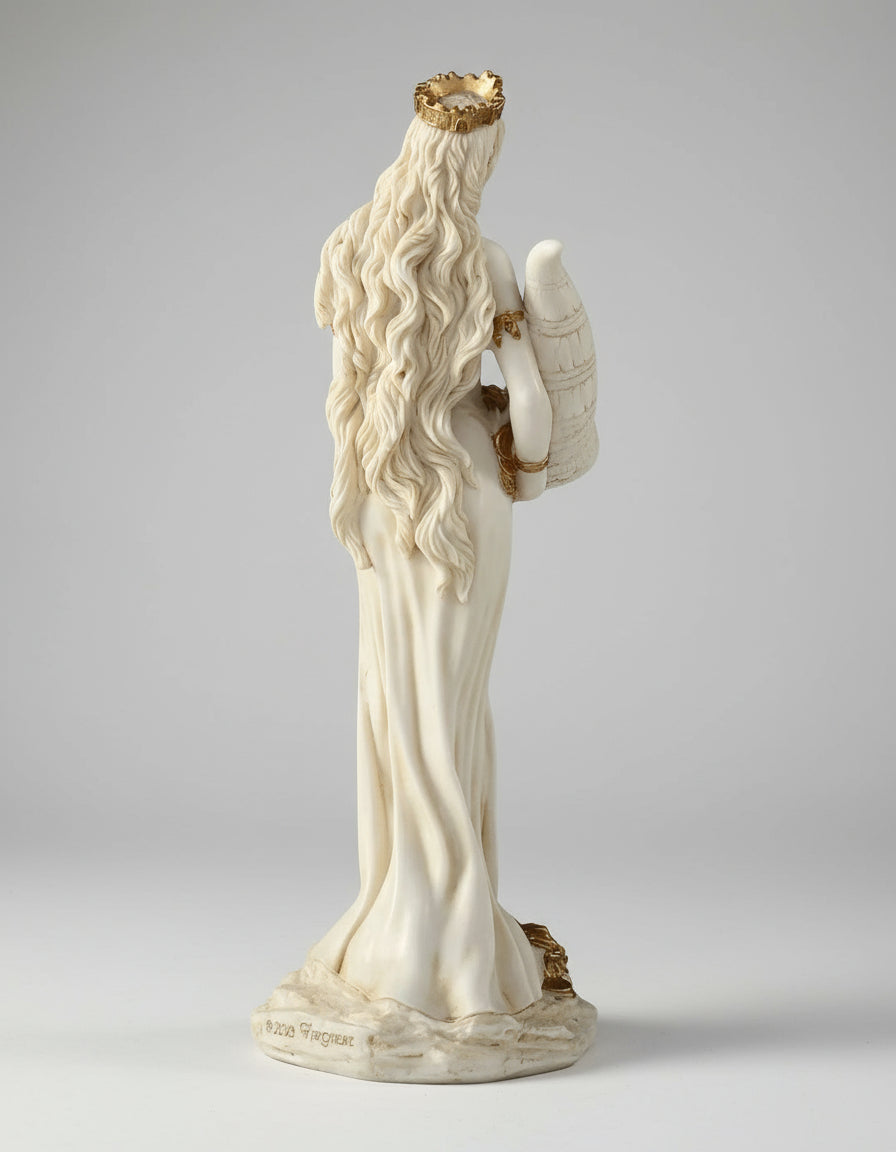 Lady Fortuna Marble Gold Embellished Statue