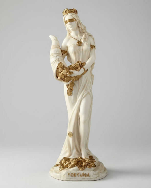 Lady Fortuna Marble Gold Embellished Statue